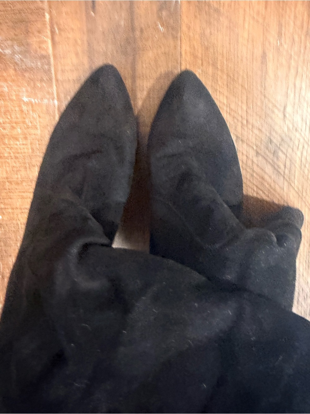 Women's Black Suede Mid-Calf Chunky Heel Boots - Picture 5 of 6